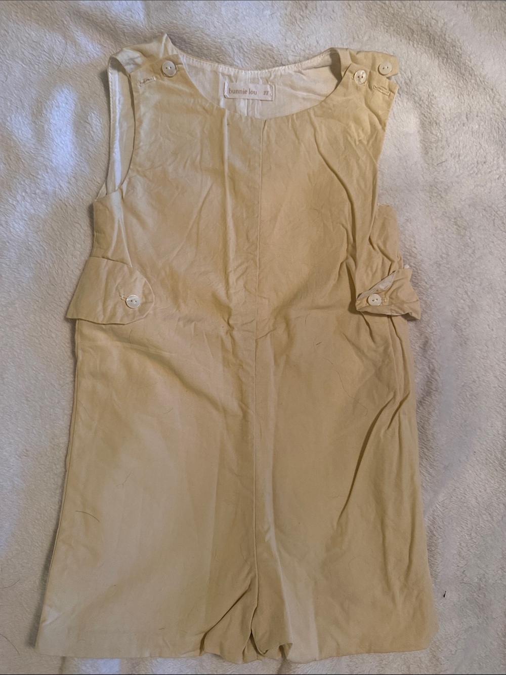 Sleeveless Tan Button-Tab Romper